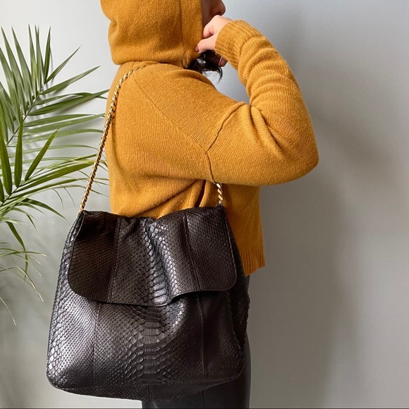 SOLD Céline Black Python Leather Gourmette Bag - Picture 2 of 16